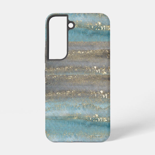  Watercolour Blue Glitter Aesthetic Design Samsung Galaxy S22 Case (Back)