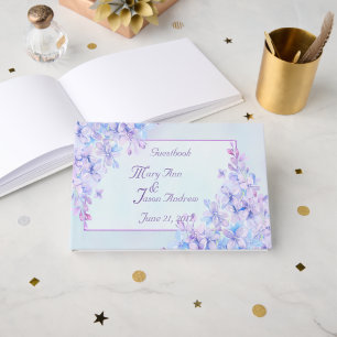 Watercolour Blue Purple Lilac Flower Guestbook
