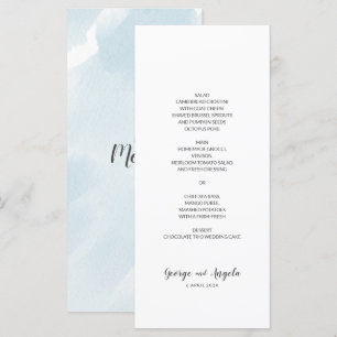 Watercolour Blue Simple Party Menu