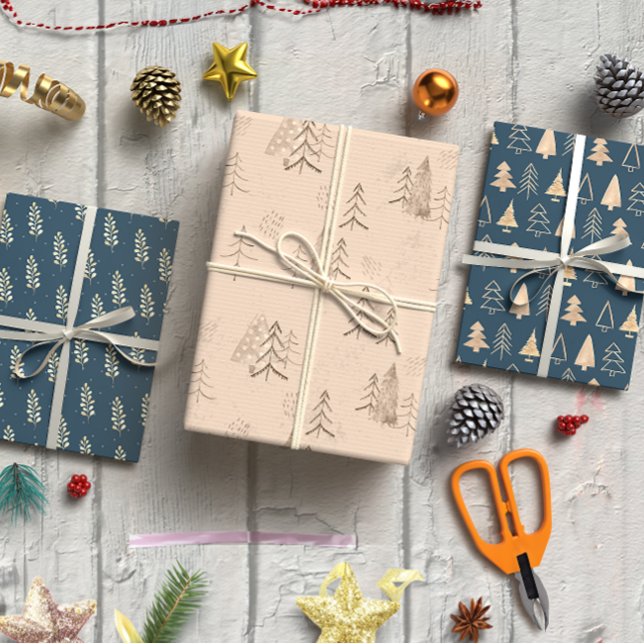 Watercolour Blue Winter set of 3  Wrapping Paper Sheet (Watercolour Blue Winter set of 3 Wrapping Paper Sheet)