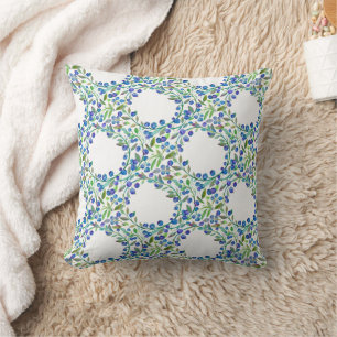 Watercolour blueberry design cushion