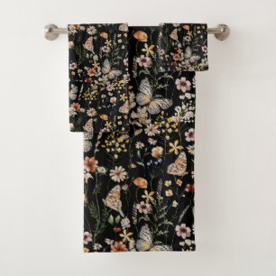 Watercolour Boho Floral Bath Towel Set