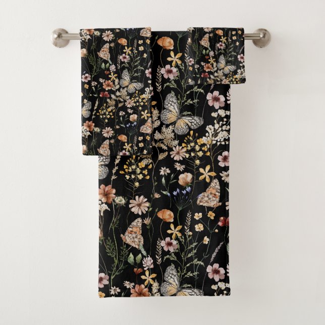 Watercolour Boho Floral  Bath Towel Set (Insitu)
