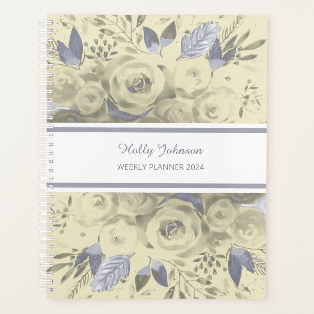 Watercolour Boho Floral Bouquet Weekly Planner (Front)