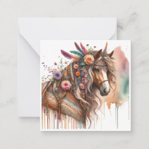 Watercolour Boho Horse Note Card 