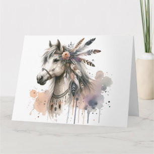 Watercolour Boho Horse Note Card 