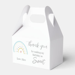 Watercolour boho rainbow Birthday party Thank you Favour Box