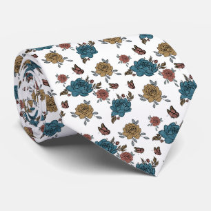 Watercolour Boho Wildflower Pattern Tie