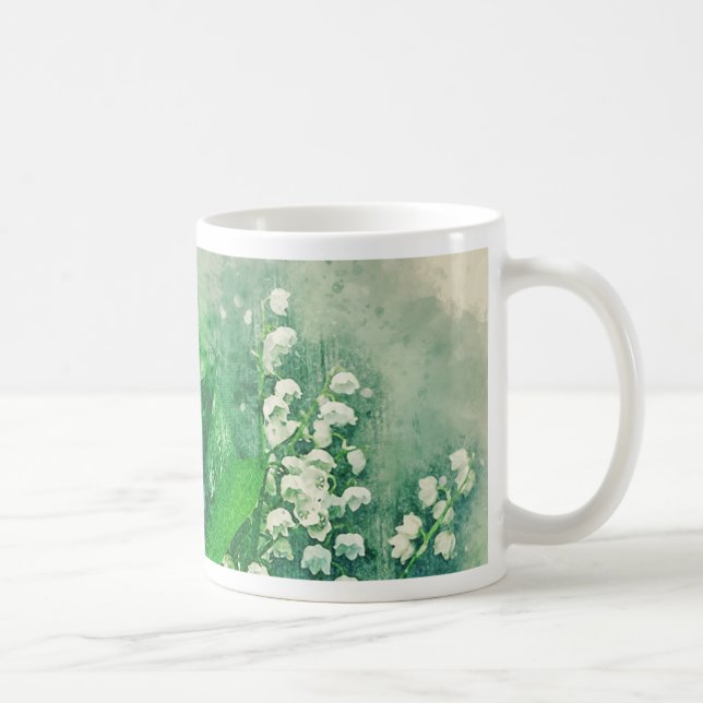Watercolour Botanical Lily of the Valley Coffee Mug (Right)