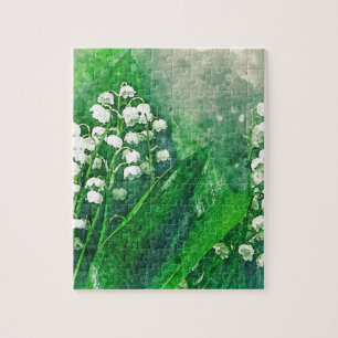 Watercolour Botanical Lily of the Valley Jigsaw Puzzle