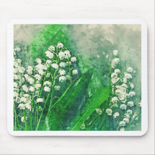 Watercolour Botanical Lily of the Valley Mouse Mat
