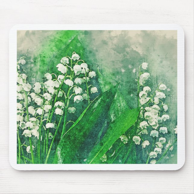 Watercolour Botanical Lily of the Valley Mouse Mat (Front)