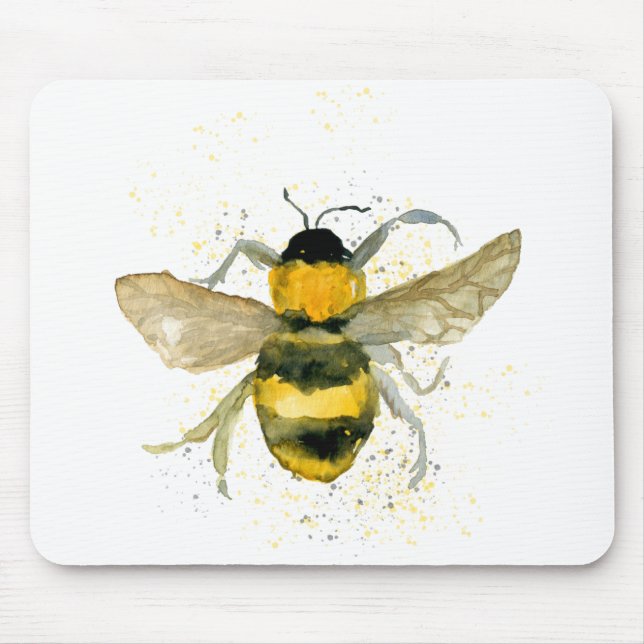 Watercolour bumblebee mouse mat (Front)