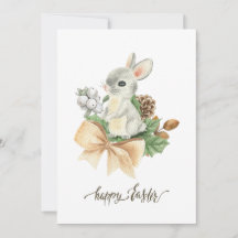 Watercolour bunny boho Happy easter 