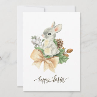 Watercolour bunny boho Happy easter  Holiday Card