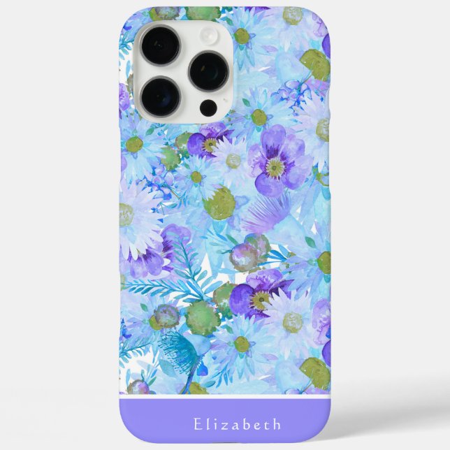 Watercolour Bush Wildflower Romantic Blue Case-Mate iPhone Case (Back)