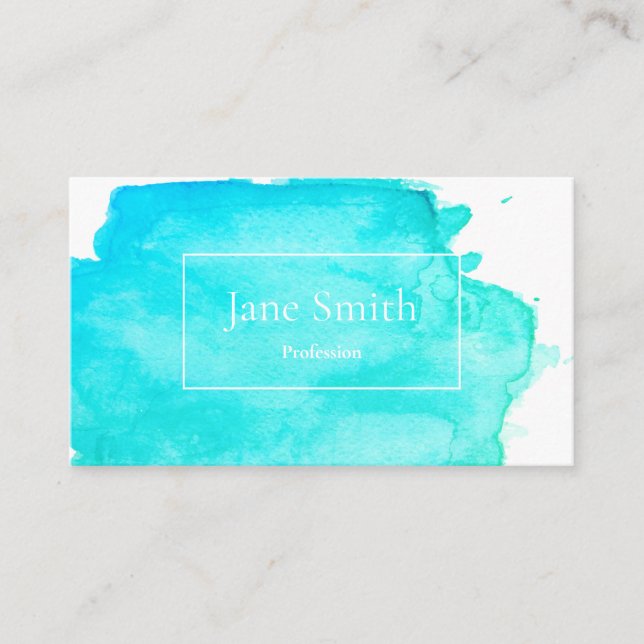 WATERCOLOUR BUSINESS CARD IN TURQUOISE (Front)