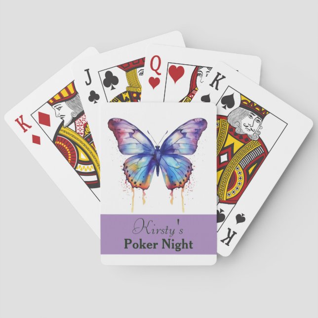 Watercolour Butterfly Personalised Playing Cards (Back)