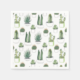Watercolour Cacti & Succulent Napkin