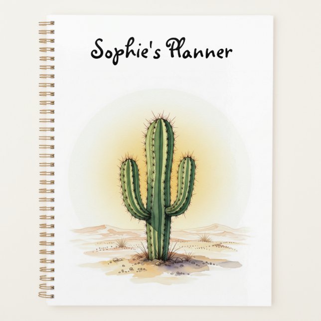 Watercolour cactus planner (Front)