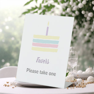 Watercolour cake Birthday Favours Take Pedestal Sign