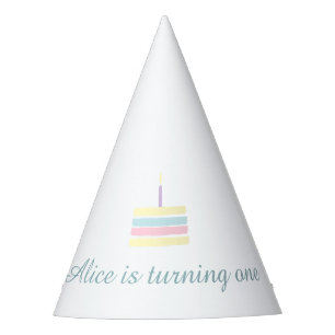 Watercolour cake minty yellow 1st Birthday Party Hat