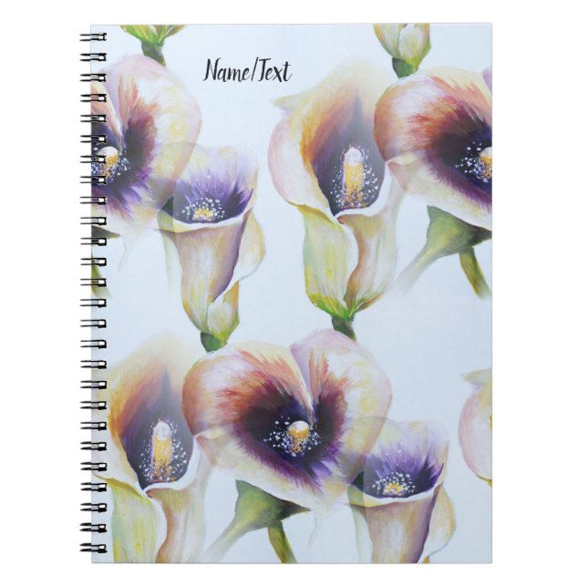 Watercolour Calla Lilies in Gradient Colours Notebook (Front)