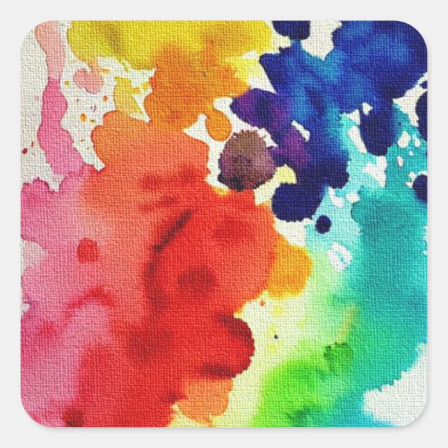 Watercolour Canvas Square Sticker (Front)