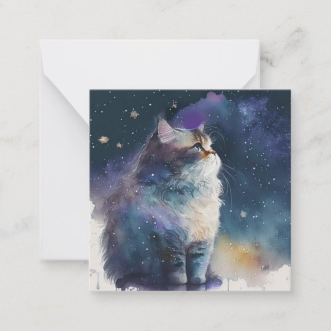 Watercolour Cat Card (Front)