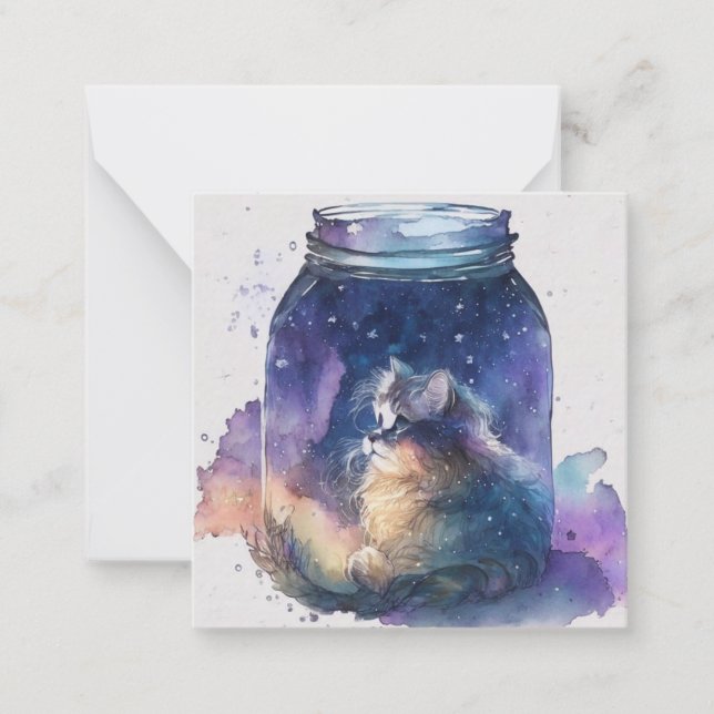 Watercolour Cat Card (Front)