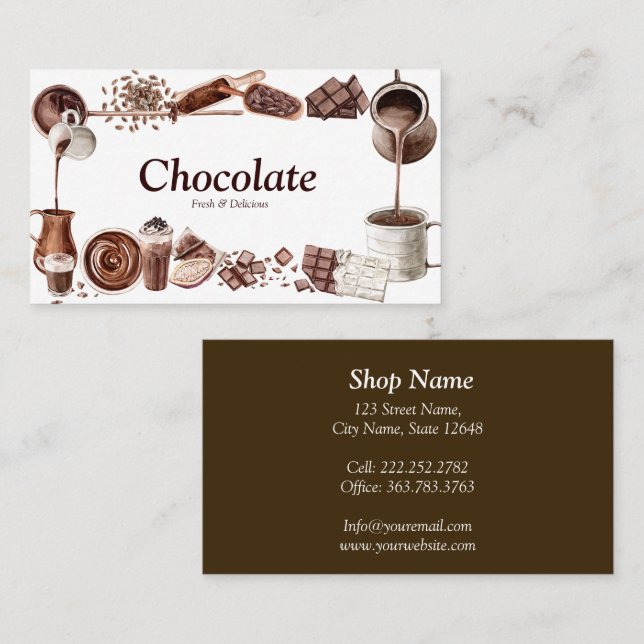 Watercolour Chocolate Frame  Business Card (Front/Back)