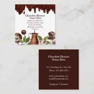 Watercolour Chocolate Pattern  Square Business Card