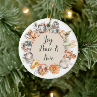Watercolour Christmas Ceramic Ornament