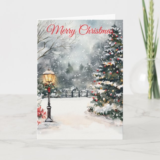 Watercolour Christmas Garden Holiday Card (Front)