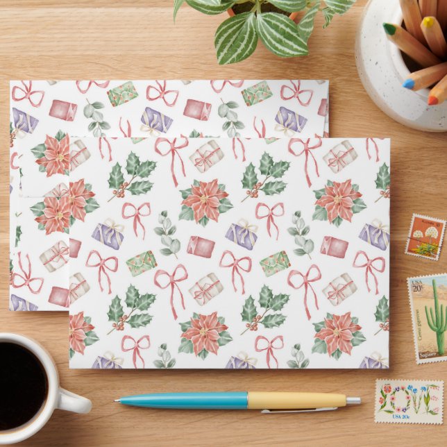 Watercolour Christmas Pattern  Envelope (Desk)