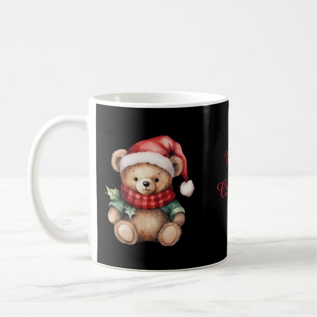 Watercolour Christmas Teddy Bear Coffee Mug (Left)