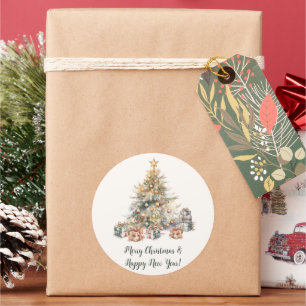 Watercolour Christmas Tree Gift Sticker
