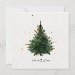 Watercolour Christmas tree Holiday Card