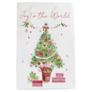 Watercolour Christmas Tree  Medium Gift Bag