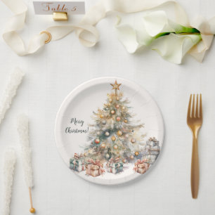 Watercolour Christmas Tree Paper Plates