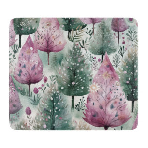 Watercolour Christmas Tree  Pink Purple Green  Cutting Board