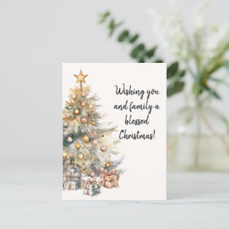 Watercolour Christmas Tree Postcard