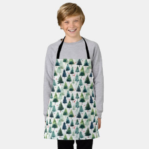 Watercolour Christmas Tree Seamless Pattern. Apron