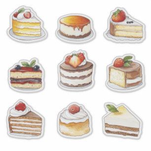 watercolour clipart of Cake dessert collection