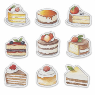 watercolour clipart of Cake dessert collection