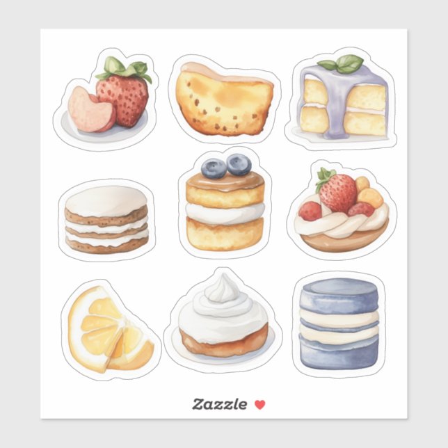 watercolour clipart of Cake dessert collection (Sheet)