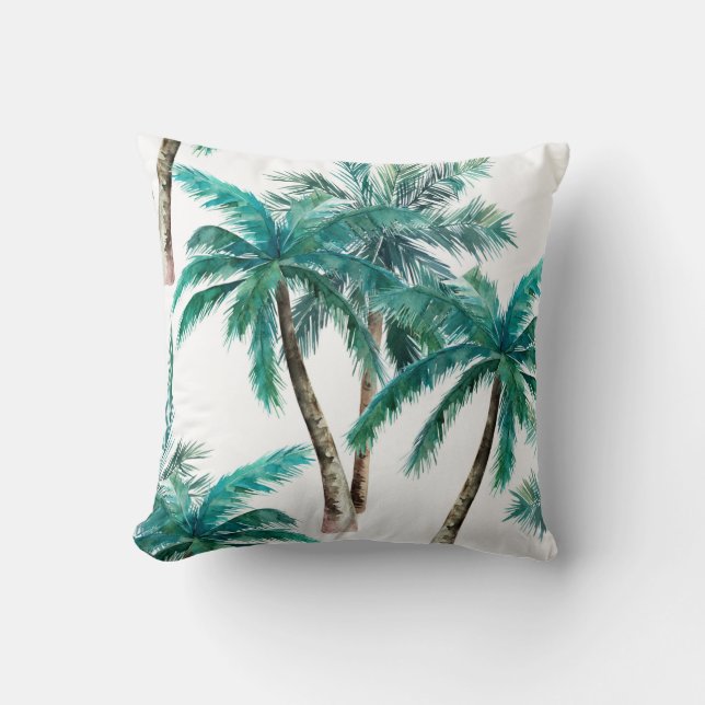 watercolour coconut palm tree cushion (Front)