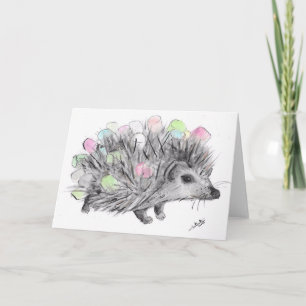 WATERCOLOUR CONTEMPORARY GREETING hedgehog CARD
