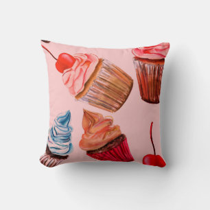 Watercolour cupcakes seamless background pattern, cushion