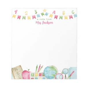 Watercolour Custom Name Teacher Appreciation Notepad